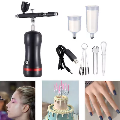 Black Updated Cordless Airbrush Kit With Compressor For Cake Decor Makeup USB • $70.35