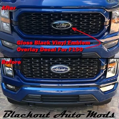 $20.99 • Buy Gloss Black Emblem Overlay Vinyl Decals For 2015-2023 Ford F150