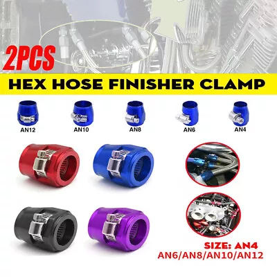  2x Hex Hose Finisher Clamp With Screw Band Hose End Cover Fitting 4 6 8 10 12AN • $7.09