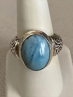 Marahlago Signed Beautiful Sterling Silver Dominican Larimar Ring Size 7.75 • $99.95