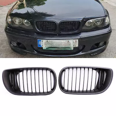 Front Grille Grill Kidney For BMW E46 4 Door Sedan Touring 2001-2006 Matte Black • $25.09