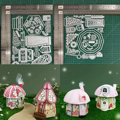 2 Sets 3D Mushroom House Metal Cutting Dies Scrapbooking Stencils Paper Crafts • £31.91