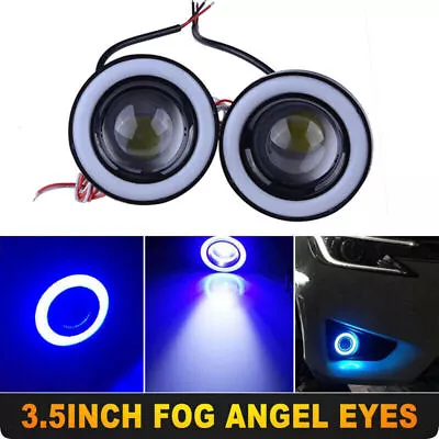 3.5in Car Angel Eye Blue Halo Ring LED DRL Projector COB Fog Driving Light Lamp/ • $26.98