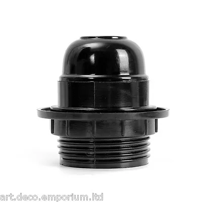 Edison Screw (E27) Lamp Or Pendant Lampholder With Shade Ring In Black Bakelite • £4.95