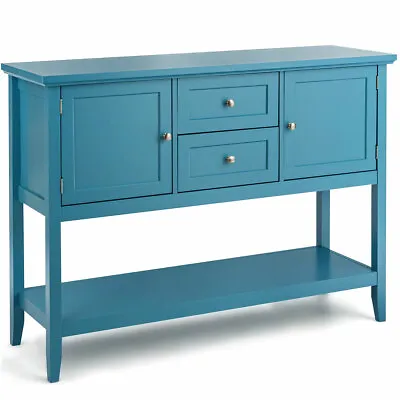 $209.95 • Buy Costway Sideboard Buffet Table Wooden Console Table W/ Storage Cabinets Blue