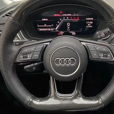 Custom Steering Wheel Cover Carbon Fiber Genuine Leather  For Audi A1 SQ2 S3 Q2 • $85.90