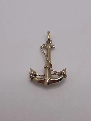 14kt Solid Gold 1  Inch Rope Anchor Pendant 1.5 Grams • $90