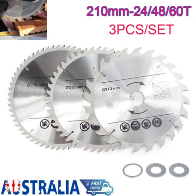 $28.79 • Buy 3pcs 210mm 24T 48T 60Teeth TCT Circular Saw Blades METAL ALUMINIUM Cutting 8-1/4