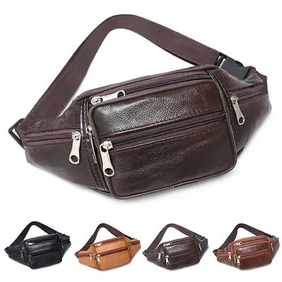 Men Sport Waist Bag Fanny Pack Leather Travel Holiday Money Belt Pouch Wallet • £7.31