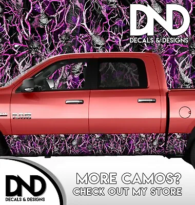 Camo Human Pink Skull Rocker Panel Decal Wrap Kit Truck 3 Panels Matte - 13 FT • $56.99