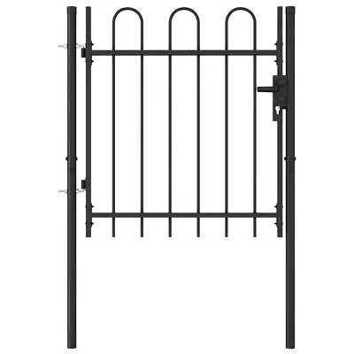 Fence Gate Garden Metal Fence Post With Top Steel Black Single Door VidaXL • $196.99