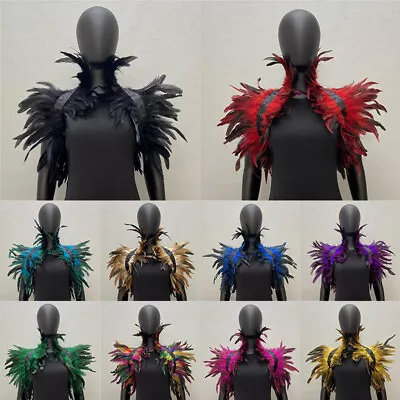 Real Natural Feather Shrug Shawl Shoulder Wrap Cape Gothic Collar NEW • $10.43