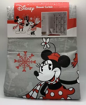 DISNEY MICKEY & MINNIE MOUSE HOLIDAY LCHRISTMAS FABRIC SHOWER CURTAIN New￼ 2021 • $36