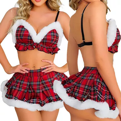 Sexy Santa Outfit Adult Mrs Claus Costume Christmas Fancy Mini Skirt Clubwear US • $16.99