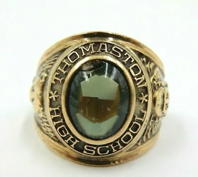 Vintage 10k Panikoff 1972 Thomaston High School Green Spinel Class Ring Size: 7 • $369.95
