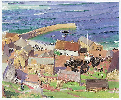 Sennen Cove From The Cliffs Laura Knight Print In 10 X 12 Inch Mount SUPERB • £19.95