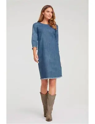 $42.08 • Buy Heine Fringed Hem Denim Dress Womens Clothing  Dresses Shirt Dress