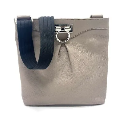 Salvatore Ferragamo B499 Gancini  Shoulder Bag Leather Beige • $591.80