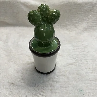 Ceramic Pot W Cactus Lid Canister Jar 12  Western Cookie Candy Treat Succulent • $20