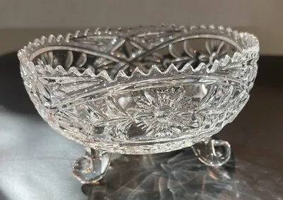 Vtg Anna Hutte Bleikristall Lead Crystal Hand Cut Signed Footed Bowl • $17