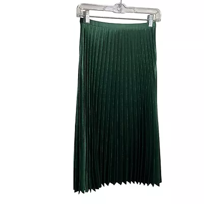 Zara Skirt Women's XS Green Pleated A Line Long Midi Emerald • $18