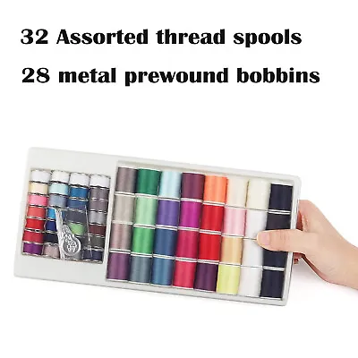 60PCS Mini Sewing Thread Spools And Bobbins Set For Sewing Machine Hand Sewing • $8.99