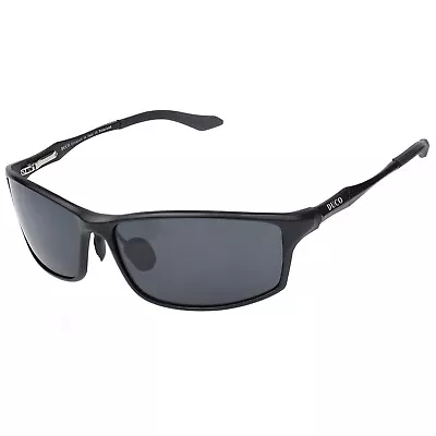 DUCO Mens Sunglasses Polarised 100% UV400 Protection Black / Grey (64 12 123) • £14.99