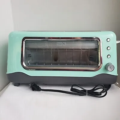 $33.99 • Buy Retro Dash Clear View Aqua Extra Wide Slot Toaster Stainless Steel Accents 