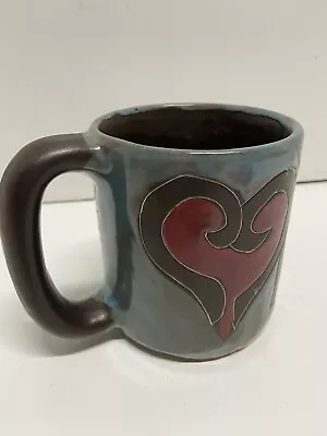 Mara Stoneware Red Hearts Mug Studio Pottery Cup Signed Ship Same Day • $35