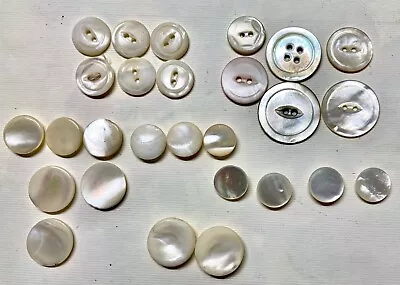 Approx 27pcs - Antique/VTG  Mother Of Pearl Large To Tiny Buttons Mixed Lot • $24.99