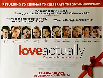 LOVE ACTUALLY 20th Anniversary D/S Quad Movie Poster 2023 HUGH GRANT COLIN FIRTH • £37.95