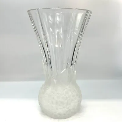 Val St Lambert Crystal Hydrangea 8 7/8  Flared Vase Frosted Flowers & Leaves • $60