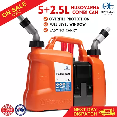 Husqvarna Combi Fuel Can Chainsaw Petrol Jerry Overfill Protection Level Window • $112.09