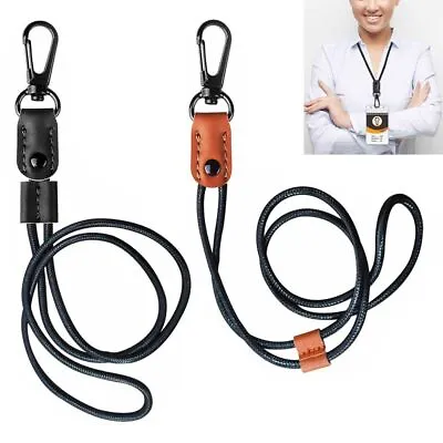 Leather Braided Badge Lanyard Neck Strap ID Card Holder Hanging Rope Lanyard • £4.22