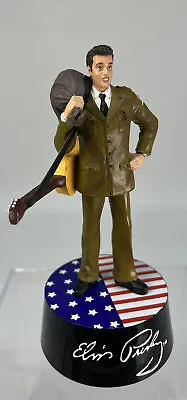 Elvis In Army Uniform Statue Music Box  Figurine Patriotic -Don’t Be Cruel 7” • $44