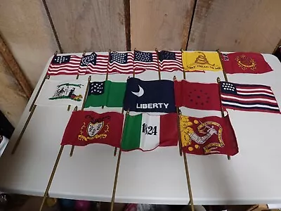 15 Golden State Display Mini Hand Flags Vintage Americana Revolutionary & Civil • $18.95