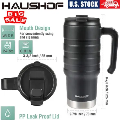 HAUSHOF 24 Oz Travel Mug Stainless Double Wall Vacuum Insulated Tumbler W/Handle • $22.99