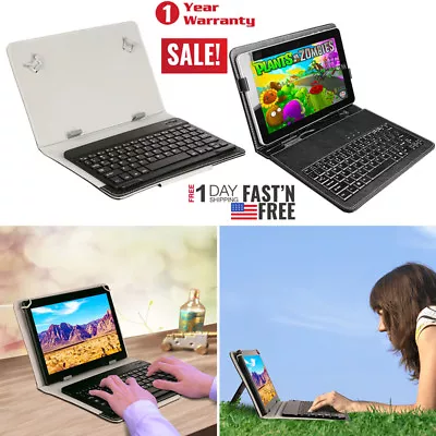 Universal USB Keyboard Folio Leather Case Stand Cover For 8/9/10 Inches Tablet • $14.33