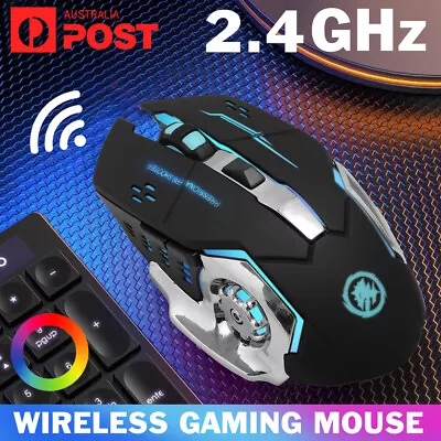 Wireless Gaming Mouse Ergonomic Optical RGB Backlit Recharge PC Laptop Desktop • $18.50