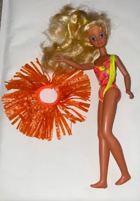 Vintage Hawaiian Blonde Skipper Barbie Doll Mattel Hula Skirt Swimsuit Pink Bend • $16.99