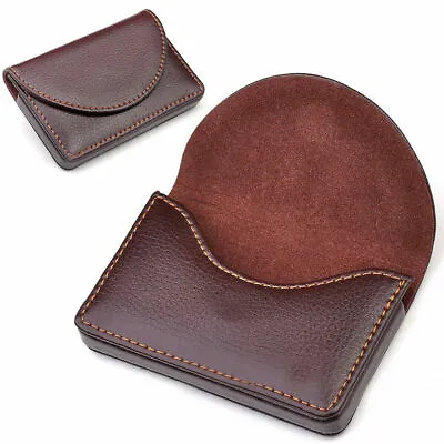£4.63 • Buy Brown Pocket Leather Name Business Card ID Card Credit Card Holder Case Wallet