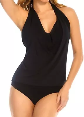 MAGICSUIT #6006015  'Sophie' Solid Tankini Swim Top ONLY Size 10 Black $120 • $44.50