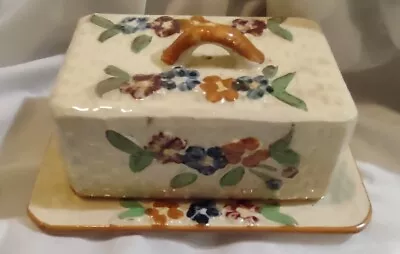 Rare Vintage Japan Ceramic Butter Dish Majolica Style Basketweave Texture • $27