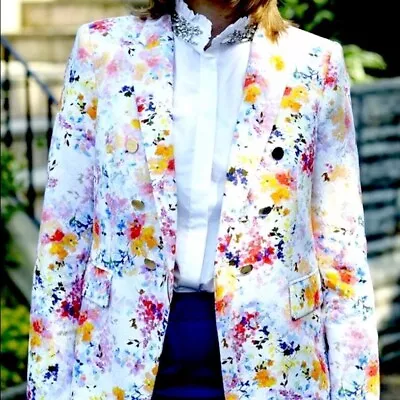 🌿 Zara Woman Jacket Floral Print Blazer Jacket Coat With Button Size S New • $124.44