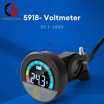 5918 DC8-100V Round DC Voltmeter Lithium Lead Acid Digital Display Voltage Meter • $6.57