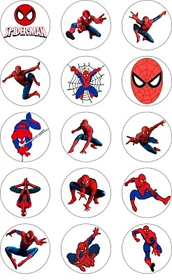 15x 2  Spiderman Round Edible Wafer/Icing Cupcake Toppers • £5.10