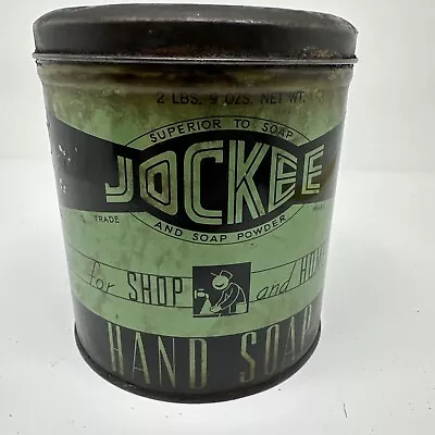 Vtg Jockee Hand Soap Tin 2lbs 9oz Soap Tin Belleville NJ Crystal Chemical Co OLD • $45