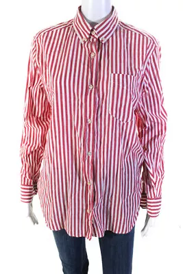 Isabel Marant Womens Red Cotton Striped Long Sleeve Button Down Shirt Size 36 • $85.39