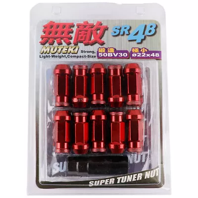 Red M12*1.5 MUTEKI SR48 Steel Cone Seat Extended Wheel Rims Lug Nuts 20pcs • $50