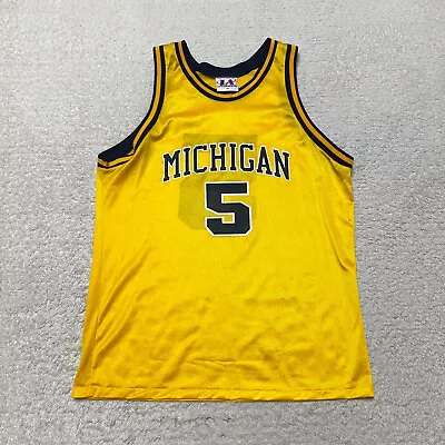 Vintage Michigan Wolverines Jersey Men Large Yellow Jalen Rose 5 Fab Five LA • $44.95